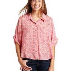 Volcom oversized dolman hi low paisley button top